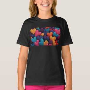Multifärgade hjärtan med struktur t shirt