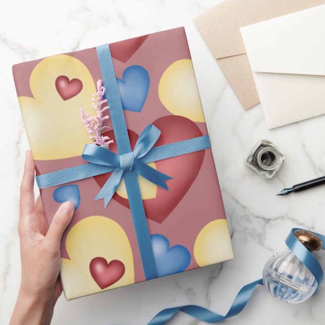 Multifärgade hjärtan. Sömlös mönster. Presentpapper (Gifting)