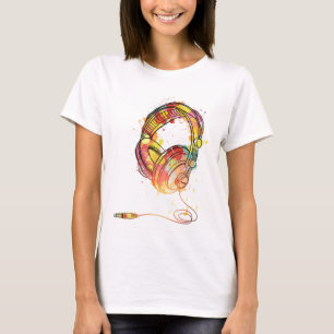 Multifärgade hörlurar t shirt