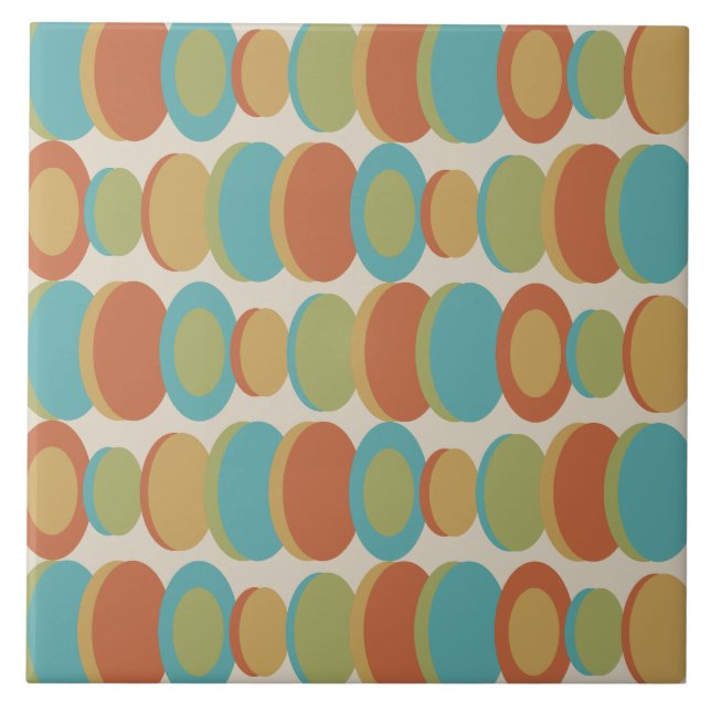 Multifärgade kretsar i Retro Abstrakt Art Circles  Kakelplatta (Framsidan)