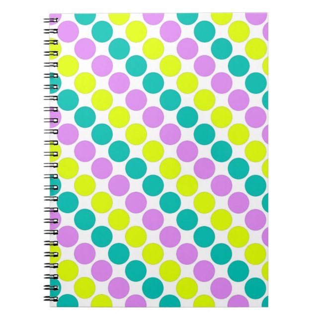 Multifärgade stora polka dots-reflexer anteckningsbok (Framsidan)