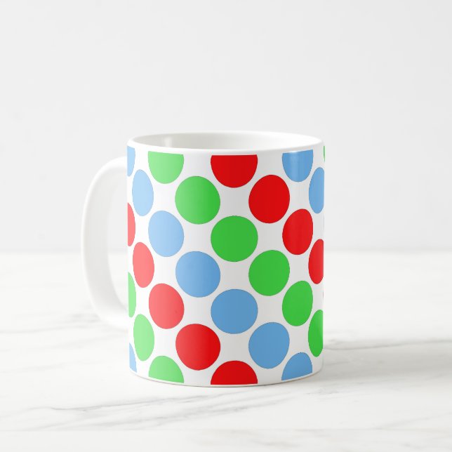 Multifärgade stora polka dots-reflexer kaffemugg (Framsida vänster)