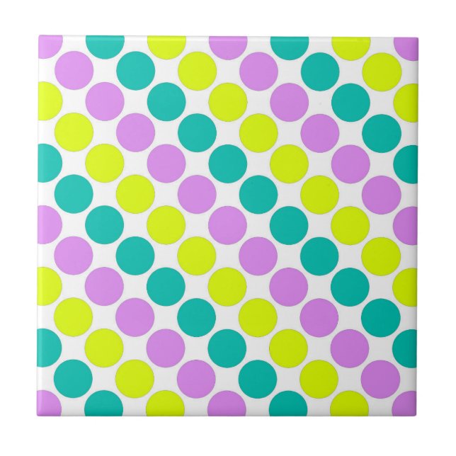 Multifärgade stora polka dots-reflexer kakelplatta (Framsidan)