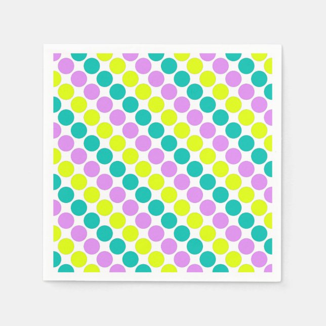 Multifärgade stora polka dots-reflexer pappersservett (Framsidan)