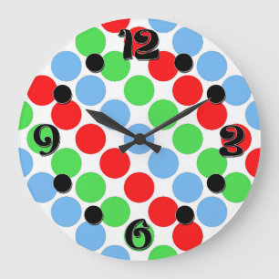 Multifärgade stora polka dots-reflexer stor klocka
