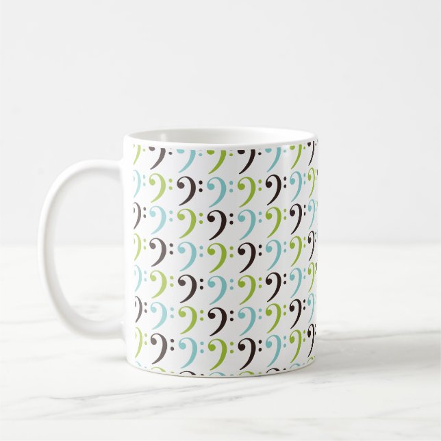 Multifärgaden Bass Clef Musician Gift Band Orchest Kaffemugg (Vänster)