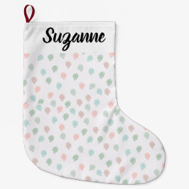 Multifärgaden Gräs Cones, handmålad jul Stor Julstrumpa