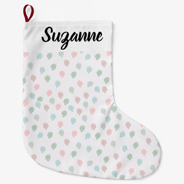 Multifärgaden Gräs Cones, handmålad jul Stor Julstrumpa (Framsidan)