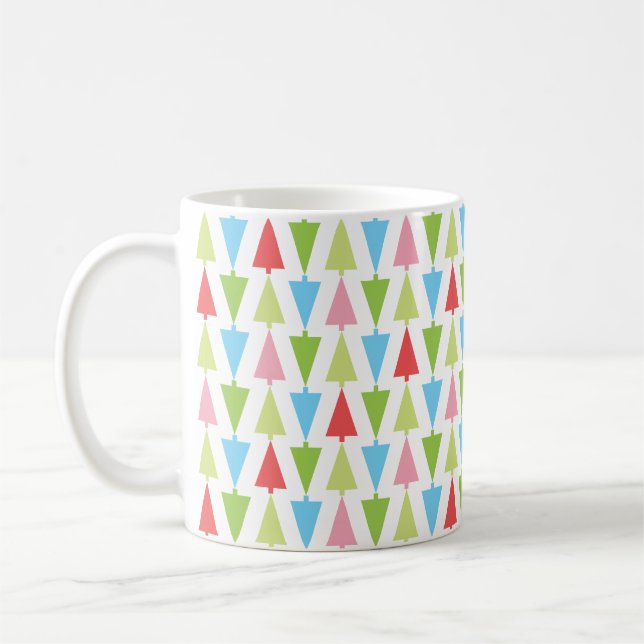 Multifärgaden Julgran Modern Helgdag Mönster Kaffemugg (Vänster)