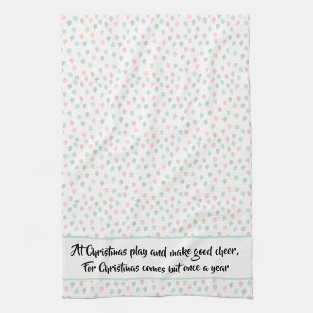 Multifärgaden Pastel, handmålad jul, Gräs Cones Pa Kökshandduk (Vertikal)