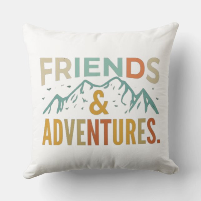 multifärgaden "Vänner & Äventyr" Kudde (Baksida)