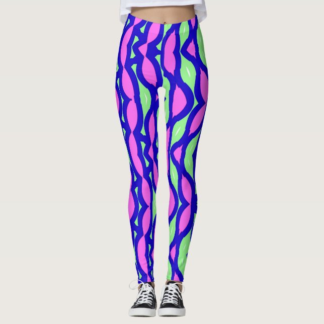 Multifärgadens abstrakt "Ratti_Kreativ_Arts" Leggi Leggings (Framsida)