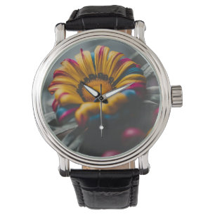 Multifärgadens Blommigt-uppringning Armbandsur