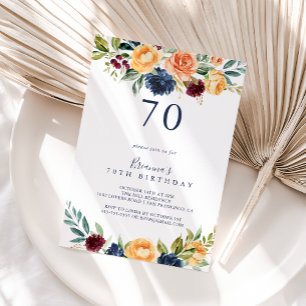 Multifärgadens Elegant Blommigt 70:e Födelsedagsfe Inbjudningar