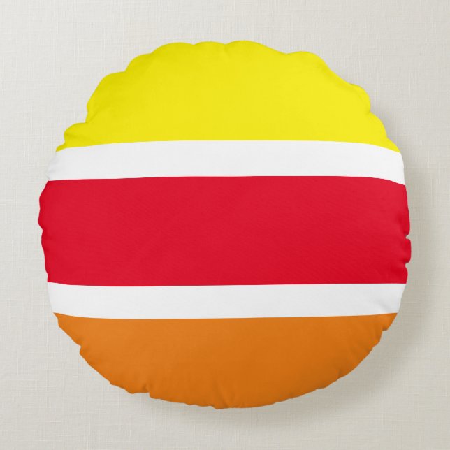 Multifärgadens geometriska runda kudde vid rand mö (Framsidan)