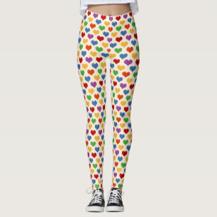 Multifärgadens hjärtan regnbåge färg över hela uts leggings