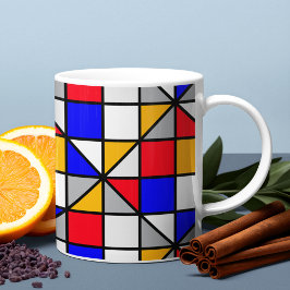 Multifärgadens kvadratgeometriska Mönster Kaffemugg