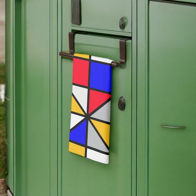 Multifärgadens kvadratgeometriska Mönster Kökshandduk (Kitchen Towel)