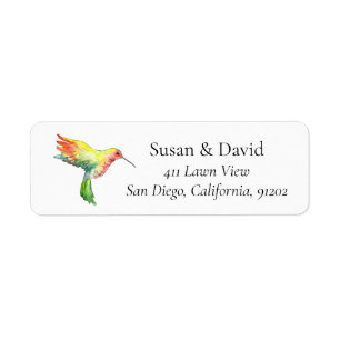 Multifärgader Hummingbird Flies Address Label Returadress Etikett