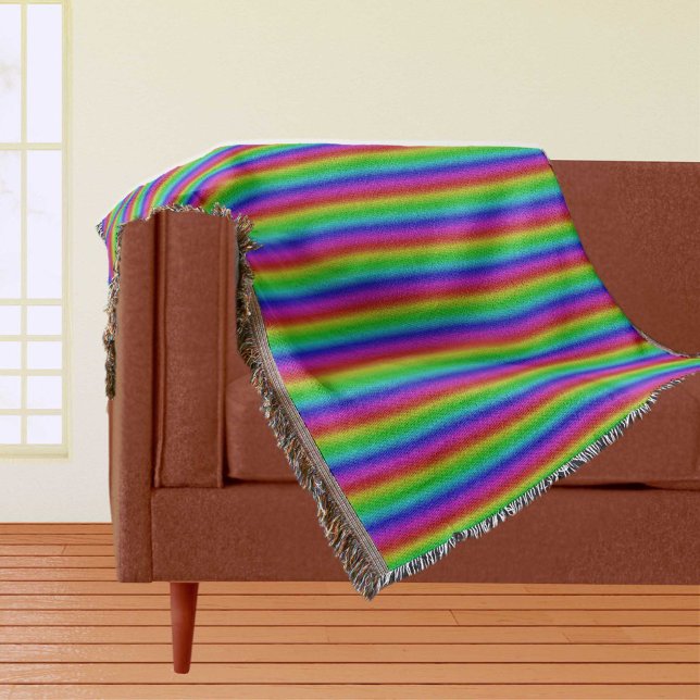 Multifärgader i Rand - 2-pivotslangar Mysfilt (Multicolors in Stripes - 2 Throw Blanket)