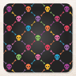 Multifärgadmönster med döskallar underlägg papper kvadrat