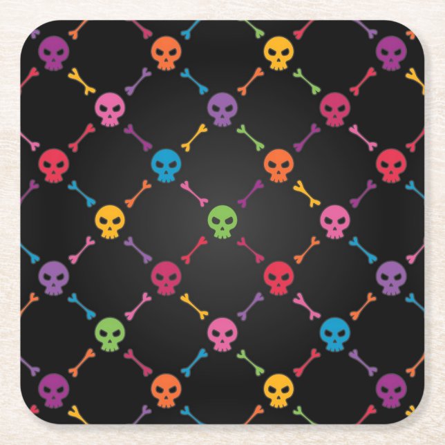 Multifärgadmönster med döskallar underlägg papper kvadrat (Framsidan)