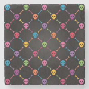 Multifärgadmönster med döskallar underlägg sten