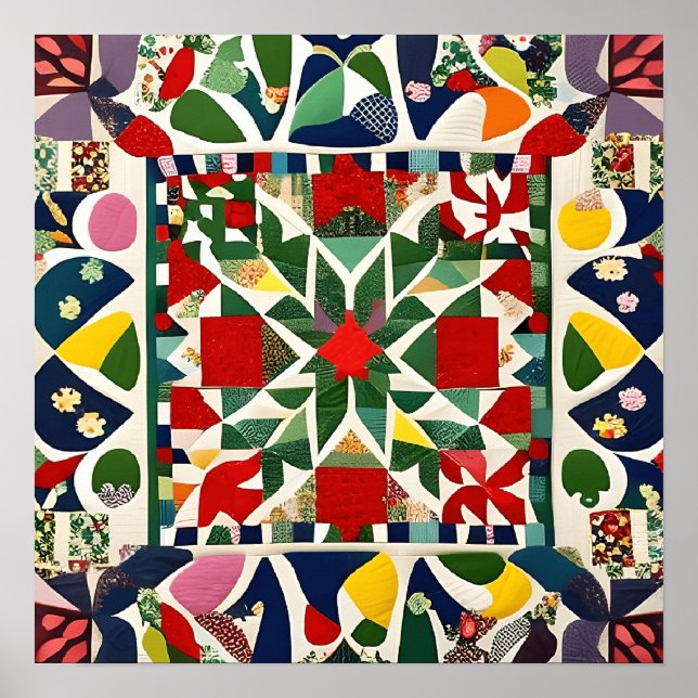 Multifärgat folk mönster poster (Framsidan)