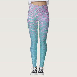 Multifärgat glans med ljus Abstrakt mosaic Leggings