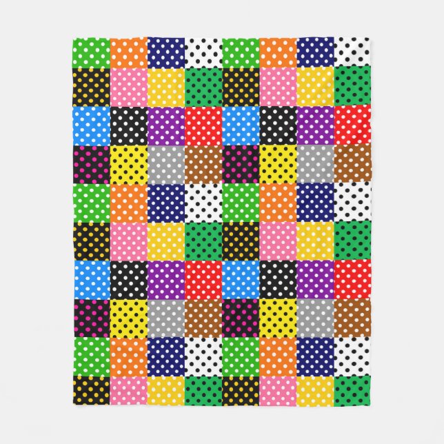 Multifärgat lappverk Quilt Polka dots Fleecefilt (Framsidan)
