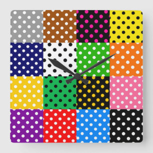 Multifärgat lappverk Quilt Polka dots Fyrkantig Klocka
