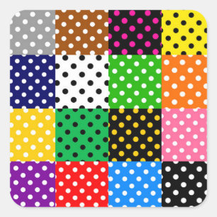 Multifärgat lappverk Quilt Polka dots Fyrkantigt Klistermärke