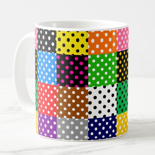 Multifärgat lappverk Quilt Polka dots Kaffemugg (Skapare uppladdad)