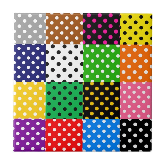 Multifärgat lappverk Quilt Polka dots Kakelplatta (Framsidan)