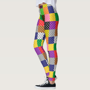 Multifärgat lappverk Quilt Polka dots Leggings
