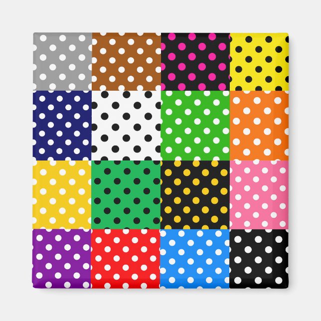 Multifärgat lappverk Quilt Polka dots Magnet (Framsidan)