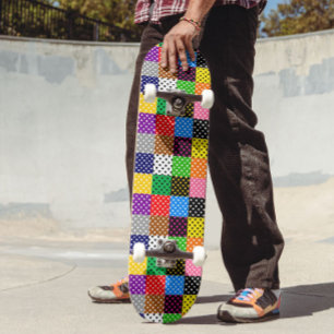 Multifärgat lappverk Quilt Polka dots Mini Skateboard Bräda 18,5 Cm