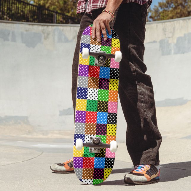 Multifärgat lappverk Quilt Polka dots Mini Skateboard Bräda 18,5 Cm (Skapare uppladdad)