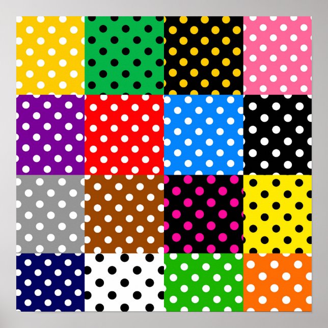 Multifärgat lappverk Quilt Polka dots Poster (Framsidan)