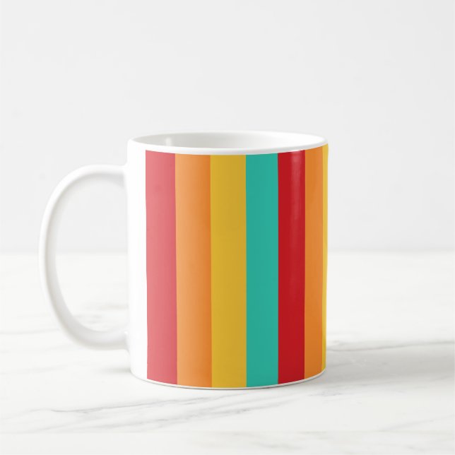 Multifärgat Lodrät Rand Kaffemugg (Vänster)