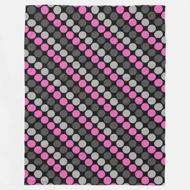 Multifärgat mönster Retro 60 Polka dots Grått Fleecefilt (Framsidan)