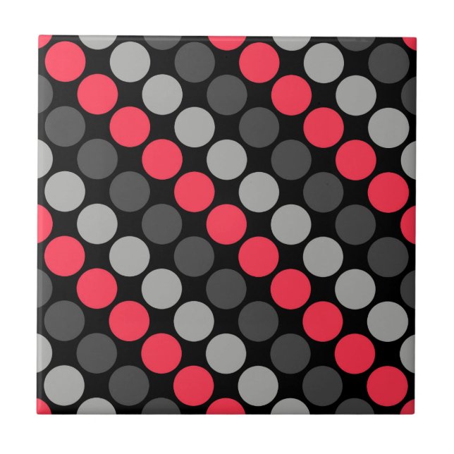 Multifärgat mönster Retro 60 Polka dots Grått Kakelplatta (Framsidan)