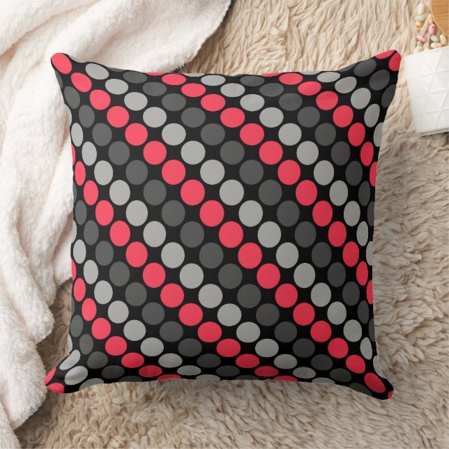 Multifärgat mönster Retro 60 Polka dots Grått Kudde (Filt)