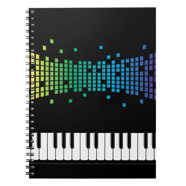 Multifärgat multifärgat tangentbord i musikpianoin anteckningsbok (Framsidan)
