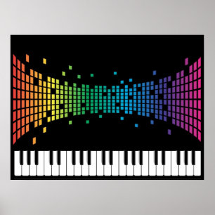 Multifärgat multifärgat tangentbord i musikpianoin poster