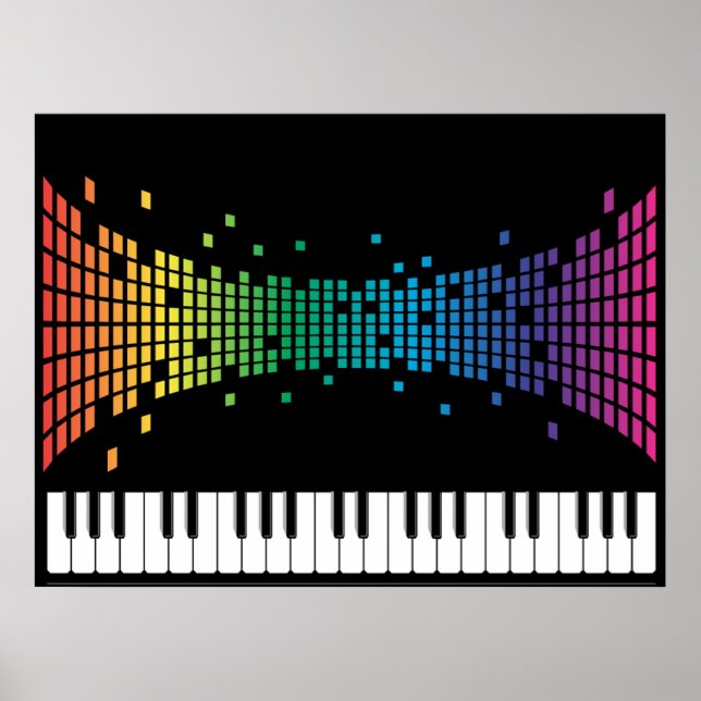Multifärgat multifärgat tangentbord i musikpianoin poster (Framsidan)
