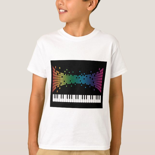 Multifärgat multifärgat tangentbord i musikpianoin tee shirt (Framsida)