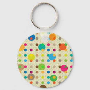 Multifärgat Polka dots Nyckelring