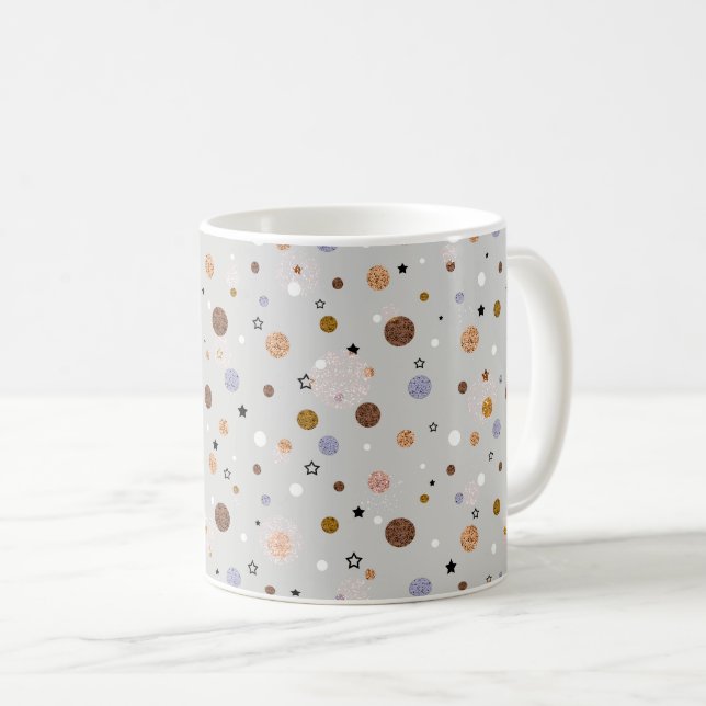 Multifärgat polka dots på grått. kaffemugg (Framsida höger)