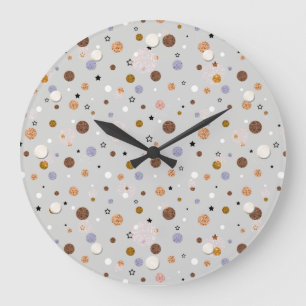 Multifärgat polka dots på grått. stor klocka